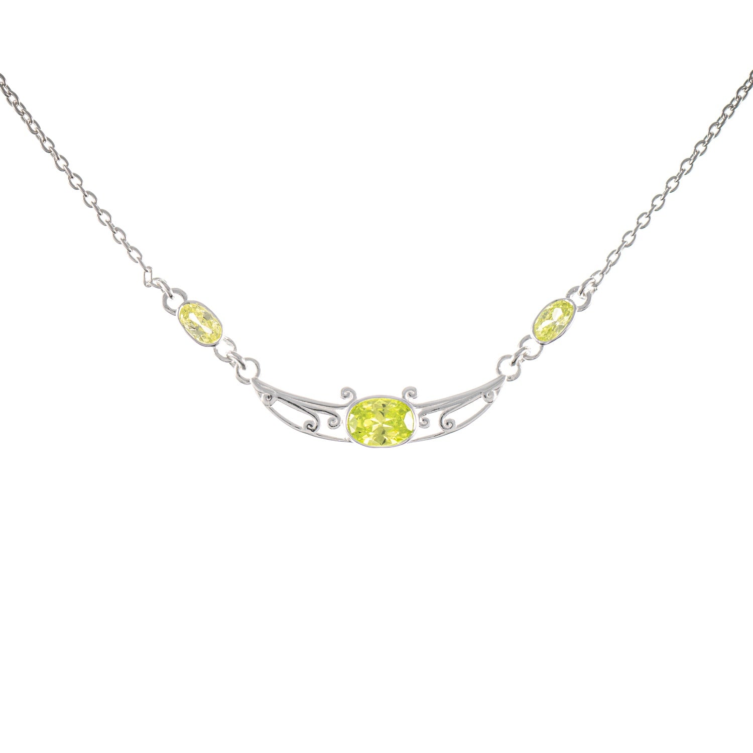 Collier 925 Silber Zirkonia hellgrün