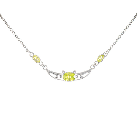 Collier 925 Silber Zirkonia hellgrün