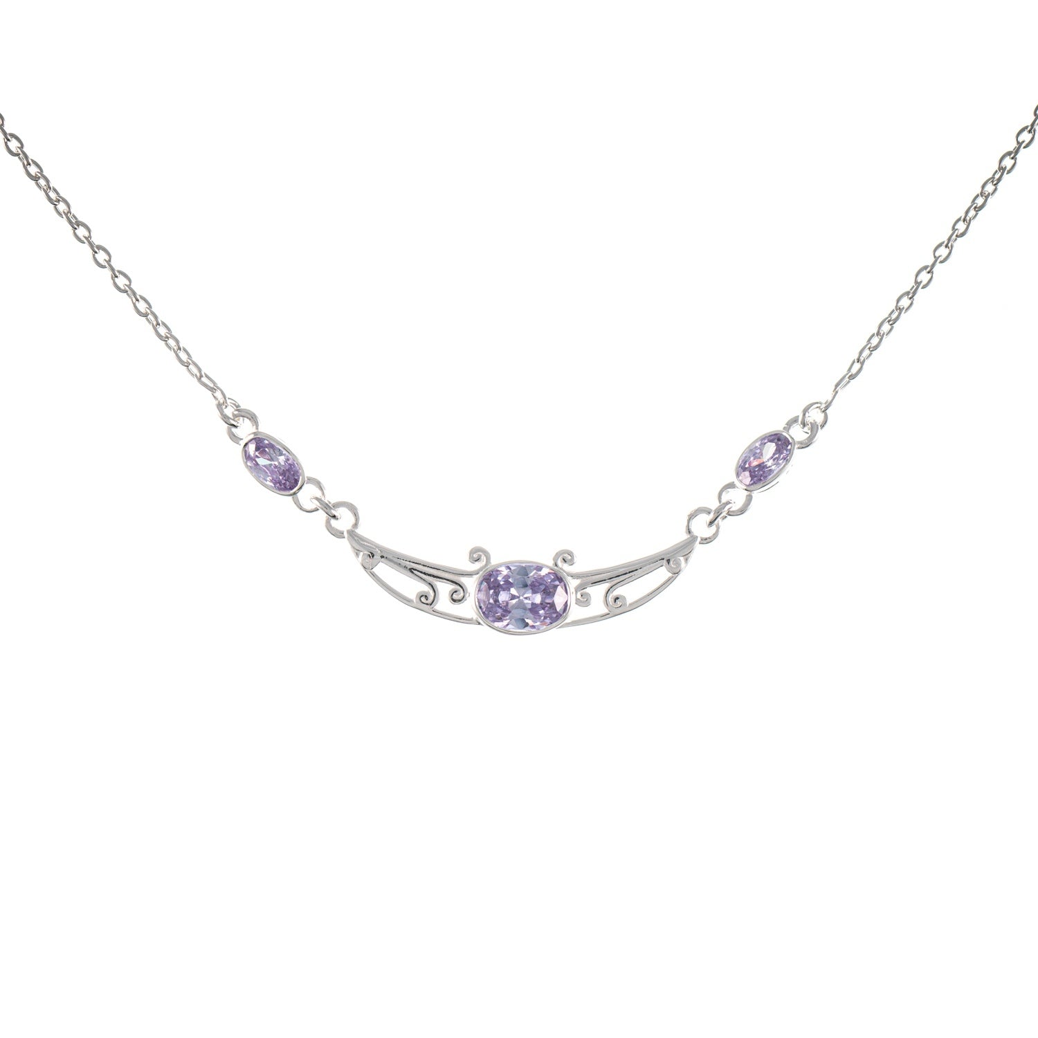 Collier 925 Silber Zirkonia flieder