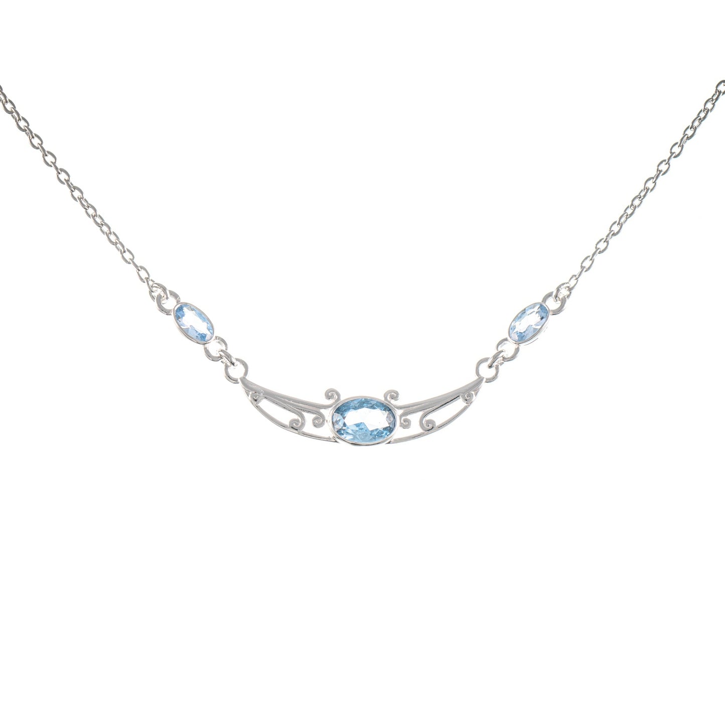 Collier 925 Silber Zirkonia hellblau