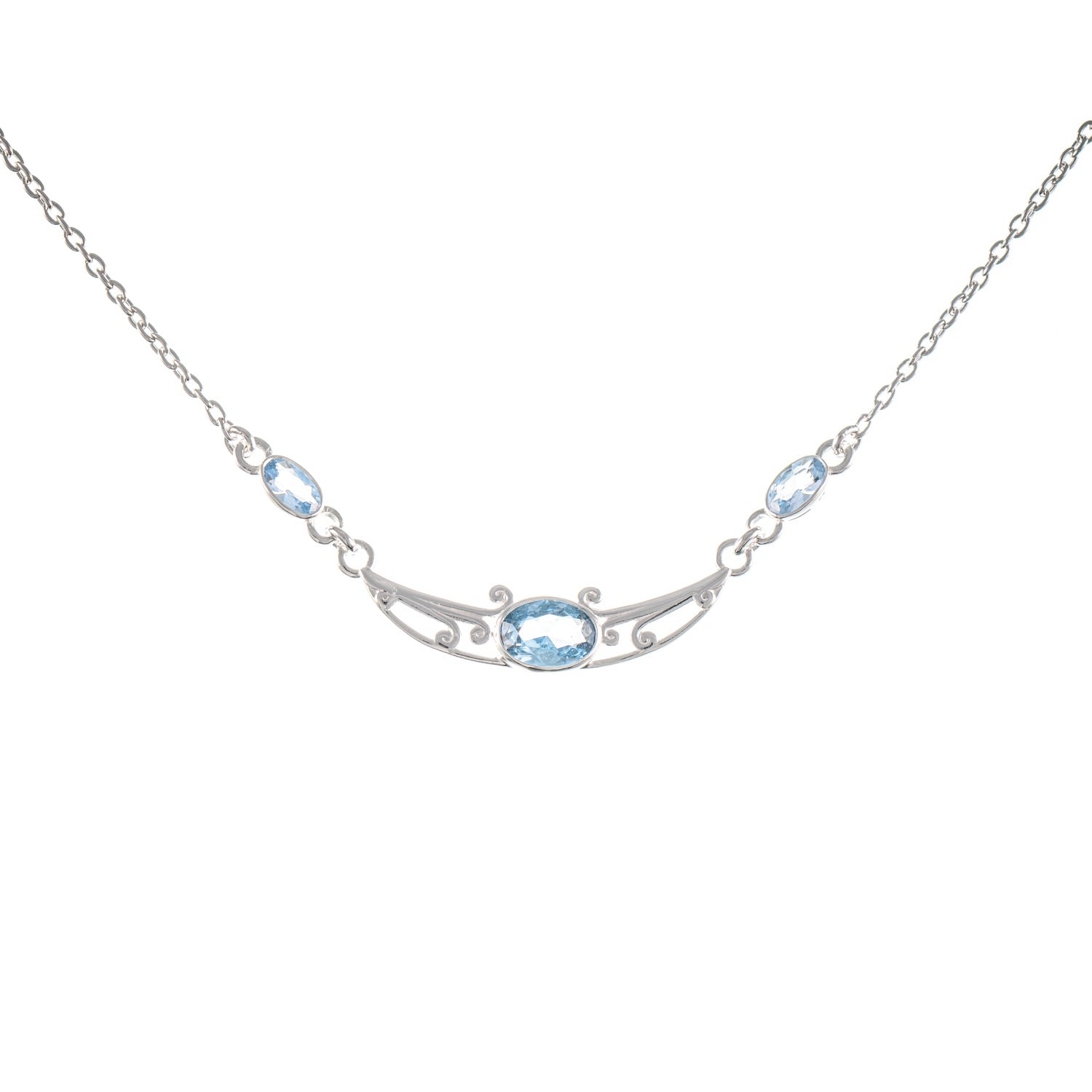 Collier 925 Silber Zirkonia hellblau