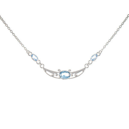 Collier 925 Silber Zirkonia hellblau