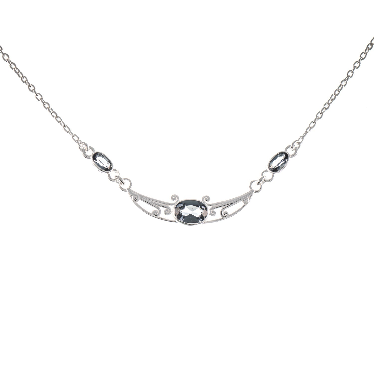 Collier 925 Silber Zirkonia anthrazit