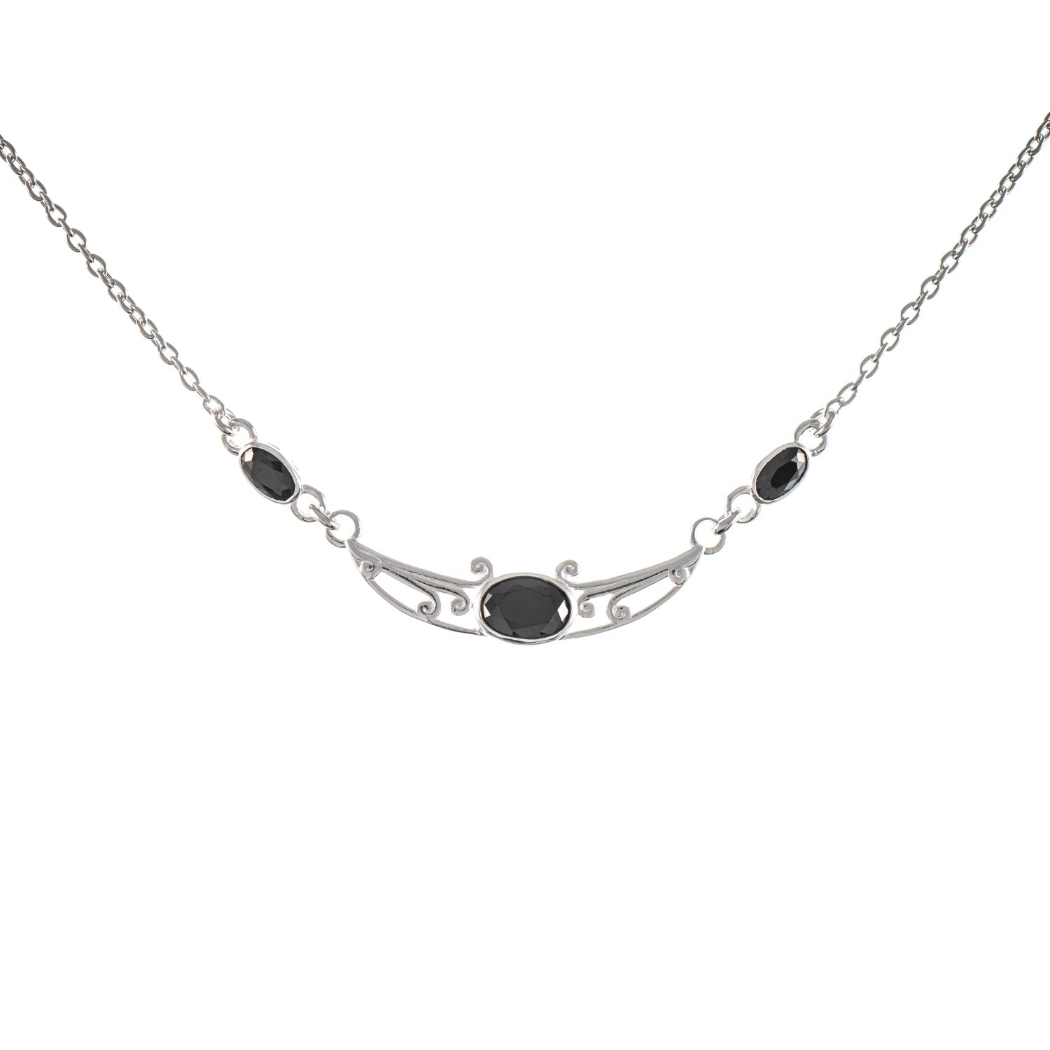 Collier 925 Silber Zirkonia schwarz