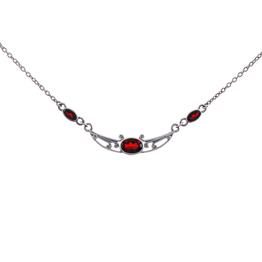 Collier 925 Silber geschwärzt Granat