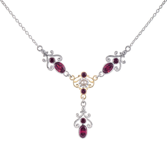 Collier 925 Silber teilvergoldet Zirkonia beere Perle