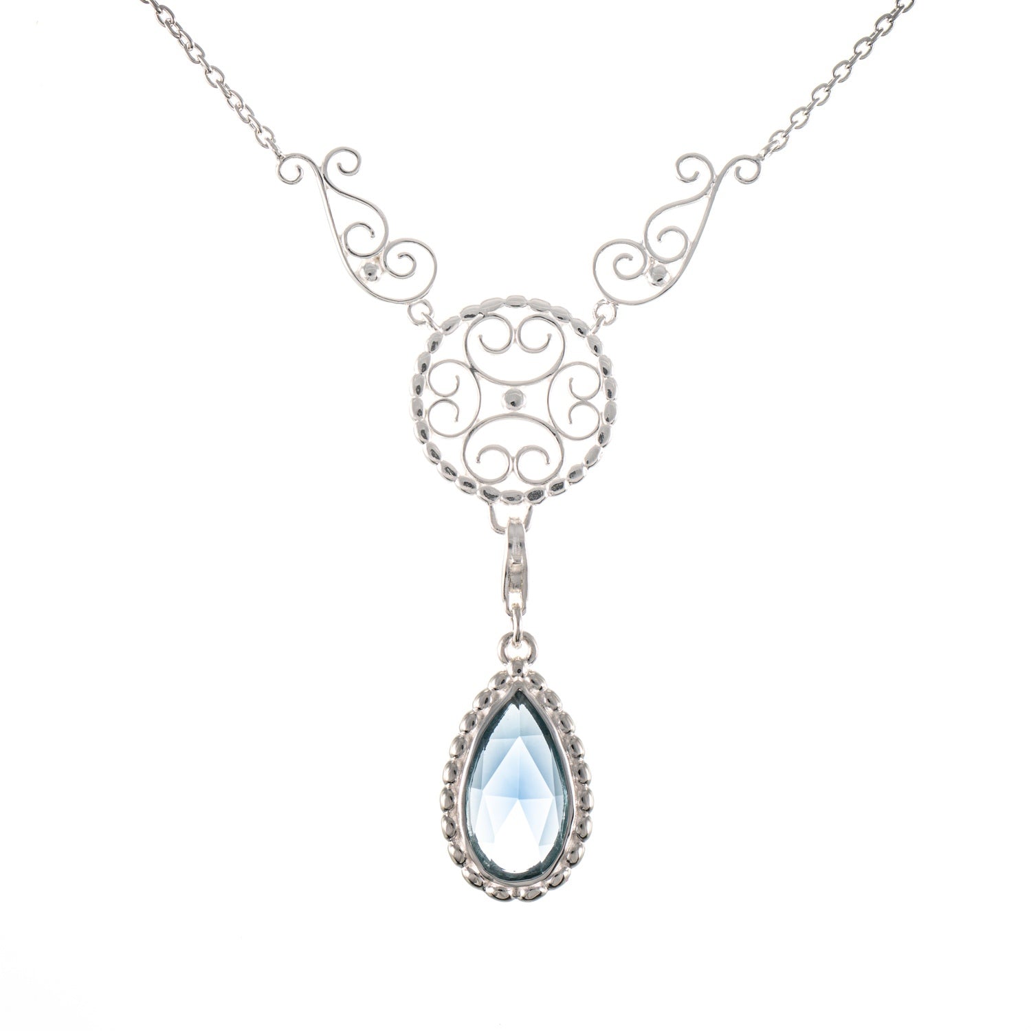 Collier Signature 925 Silber mit wechselbarem Stein hellblau