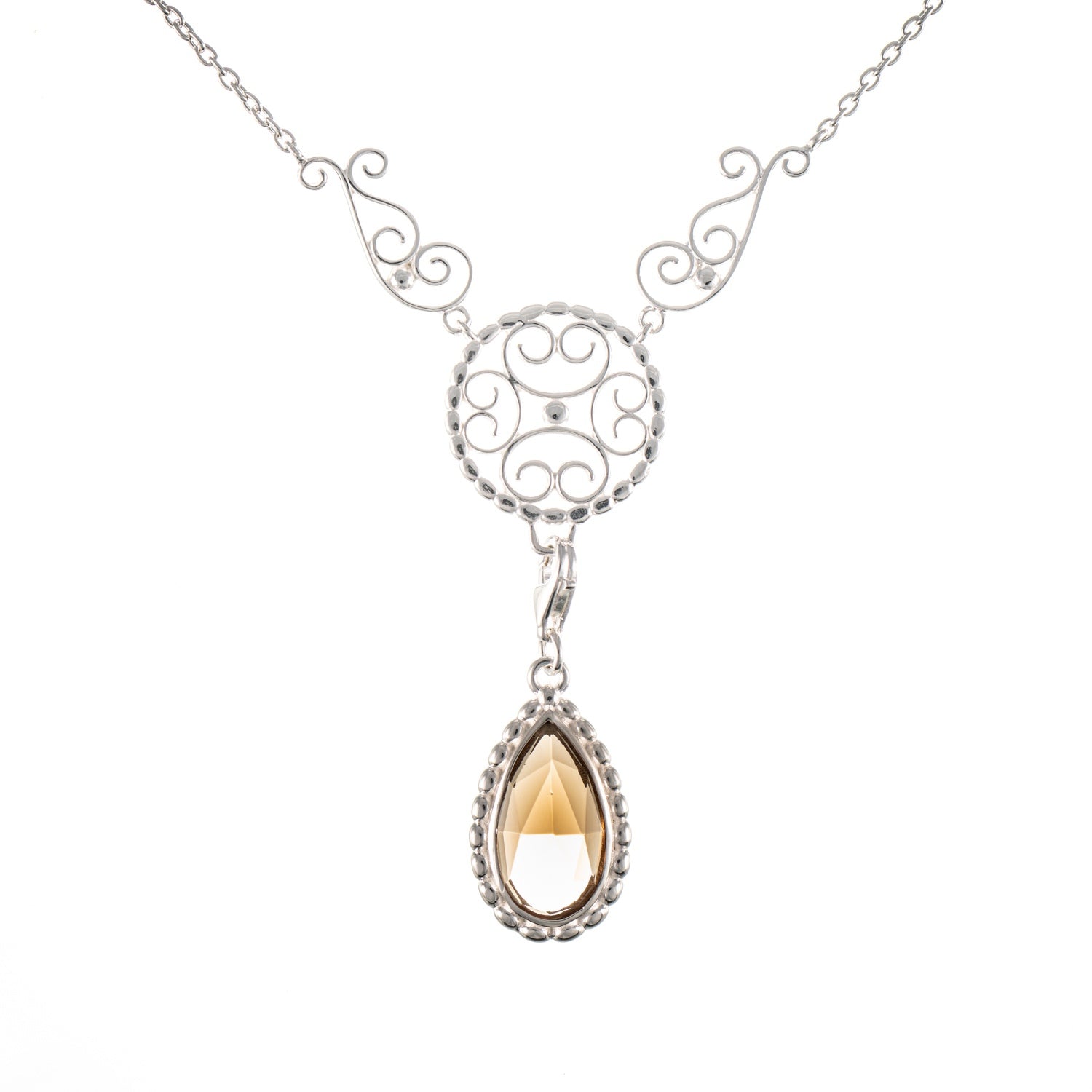 Collier Signature 925 Silber mit wechselbarem Stein cognac