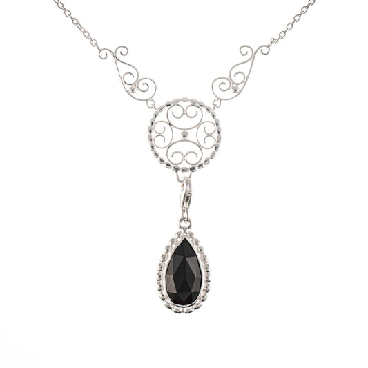 Collier Signature 925 Silber mit wechselbarem Stein schwarz