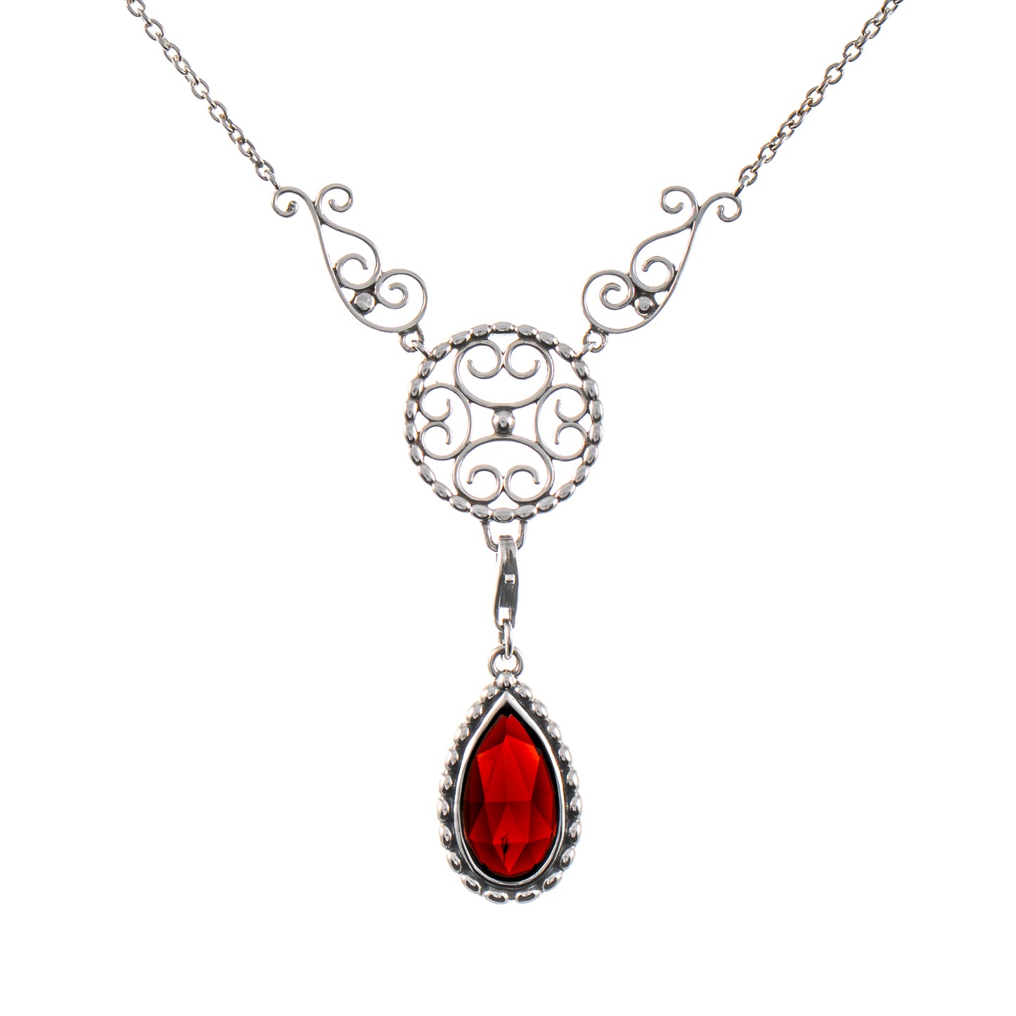 Collier Signature 925 Silber geschwärzt mit wechselbarem Stein Granat