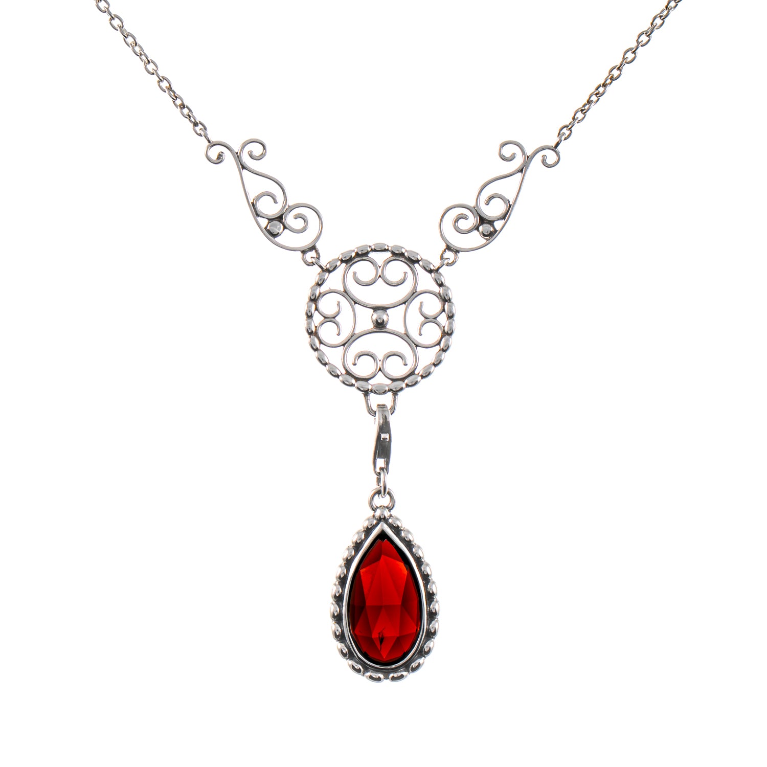 Collier Signature 925 Silber geschwärzt mit wechselbarem Stein Granat