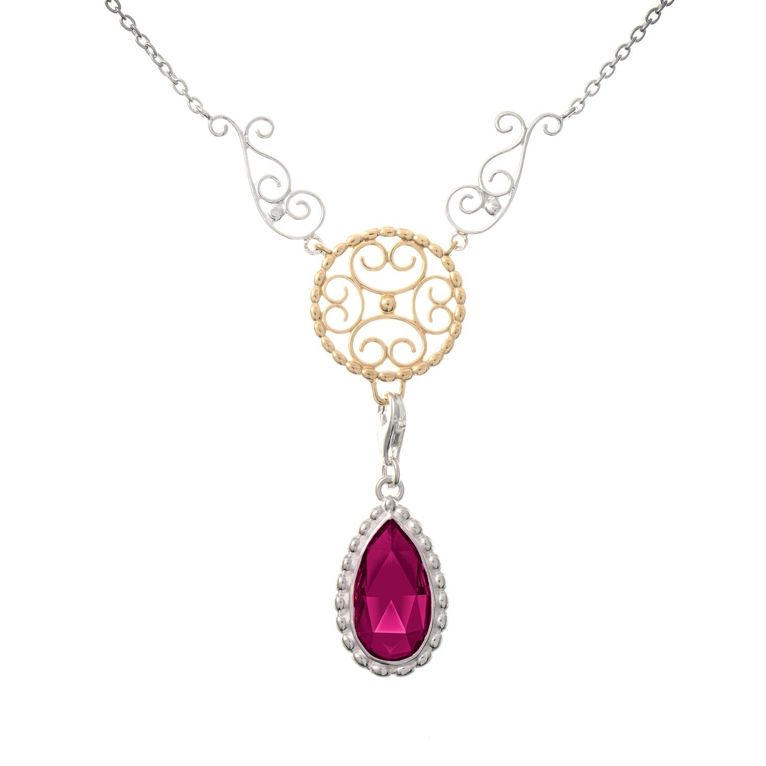 Collier Signature 925 Silber teilvergoldet mit wechselbarem Stein beere