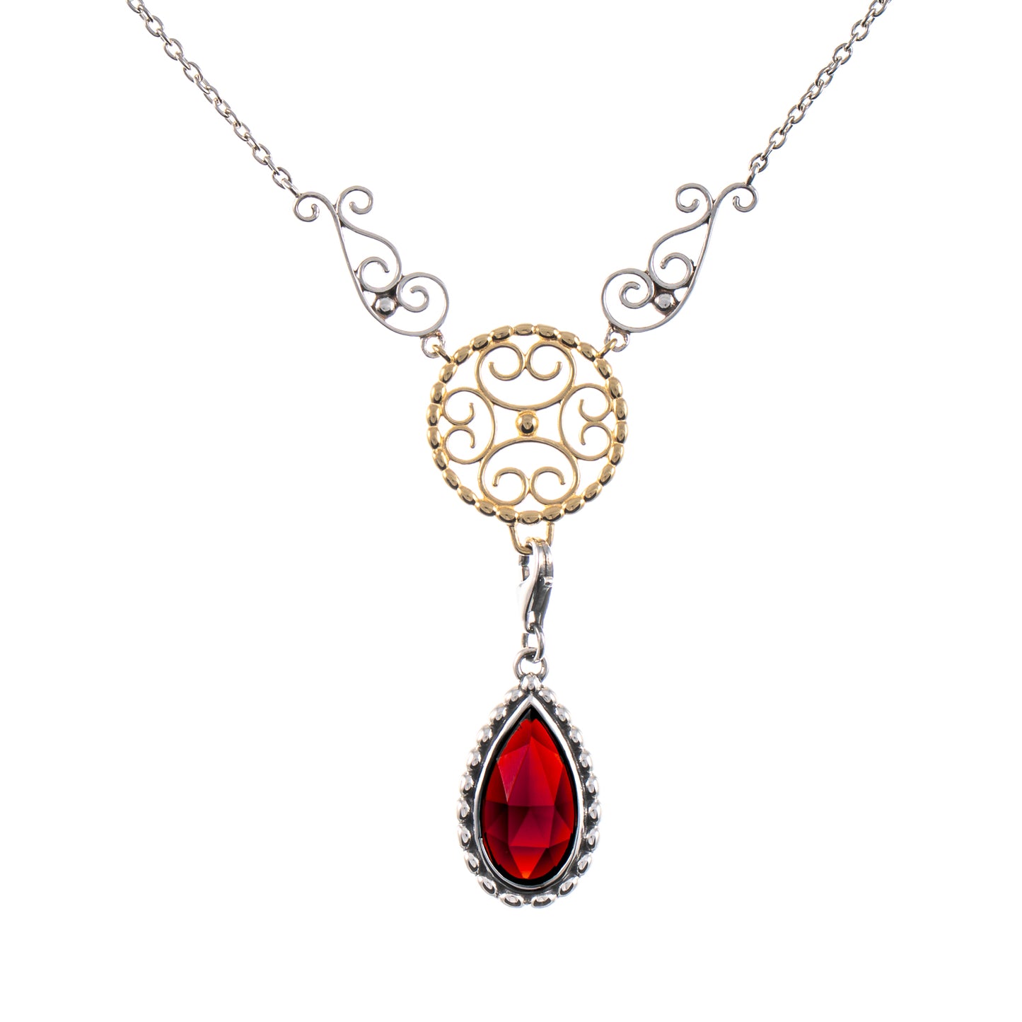 Collier Signature 925 Silber geschwärzt teilvergoldet mit wechselbarem Stein Granat
