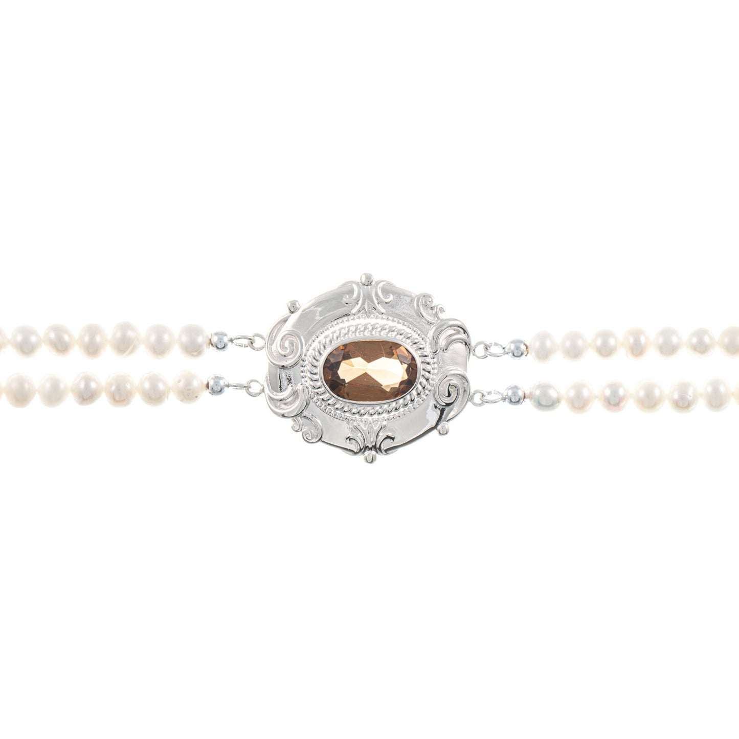 Collier Choker 925 Silber Zirkonia cognac Perle