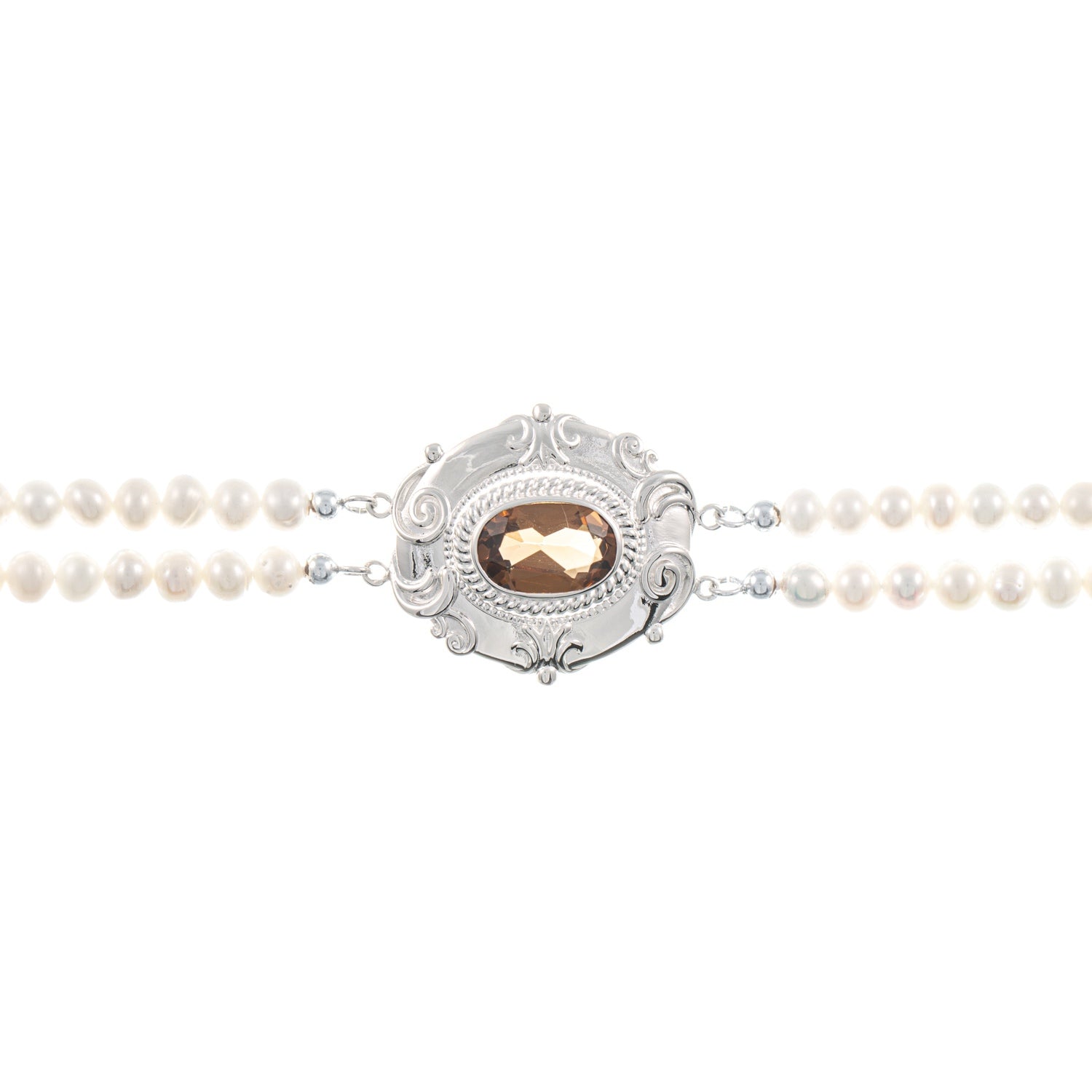 Collier Choker 925 Silber Zirkonia cognac Perle