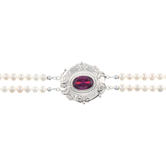 Collier Choker 925 Silber Zirkonia beere Perle