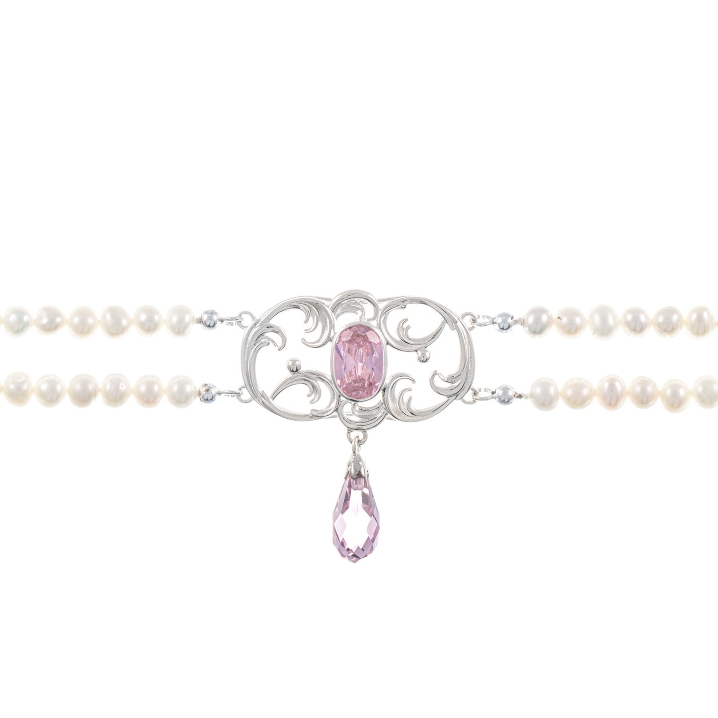 Collier Choker 925 Silber Zirkonia rosa Perle