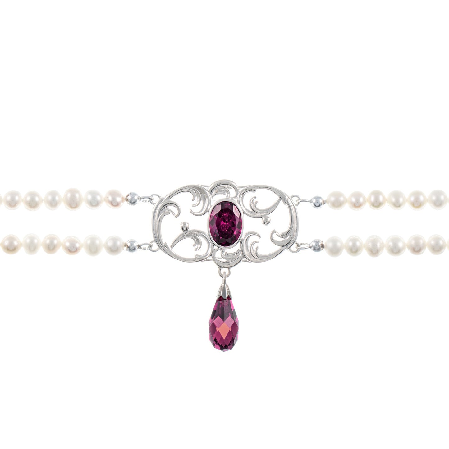 Collier Choker 925 Silber Zirkonia beere Perle