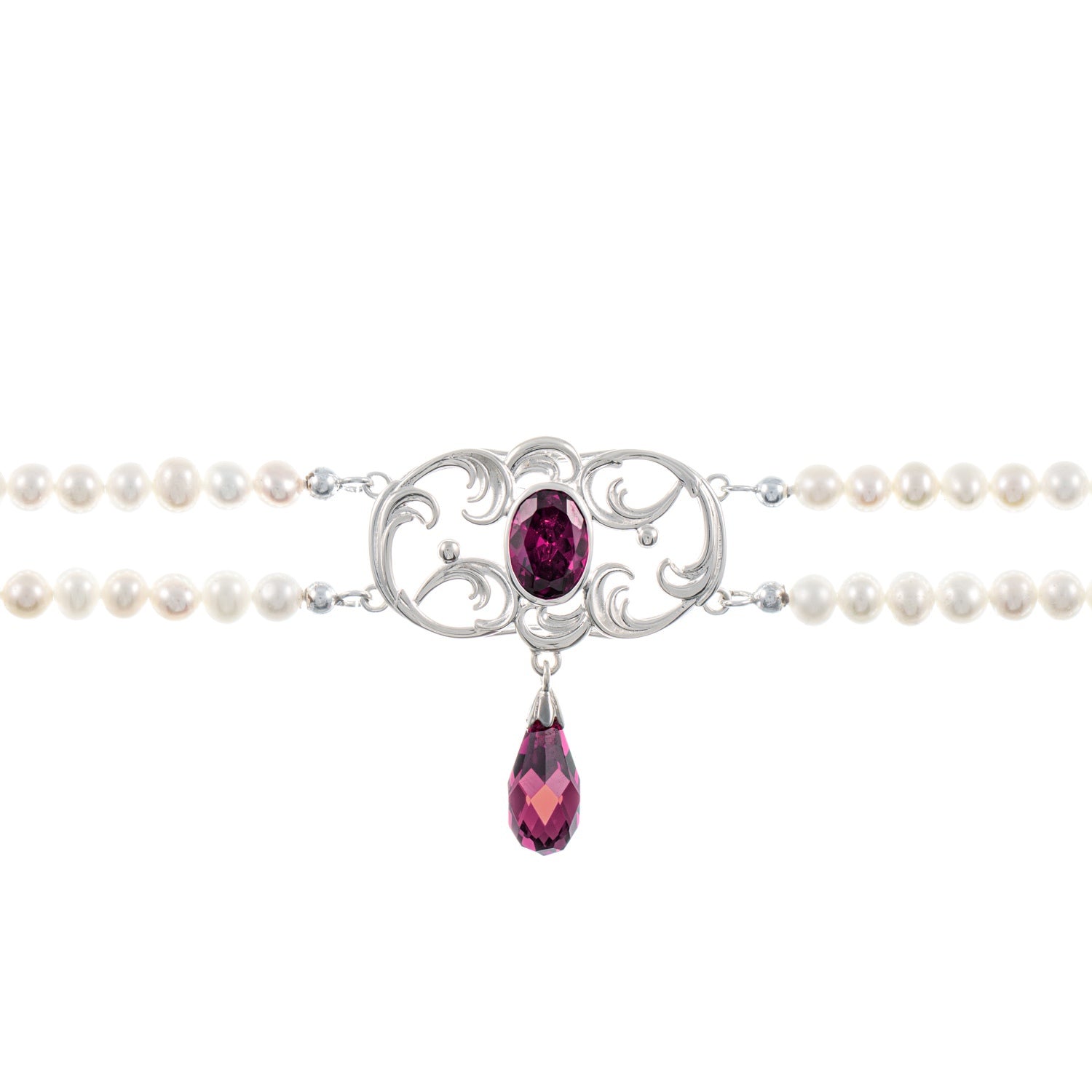 Collier Choker 925 Silber Zirkonia beere Perle