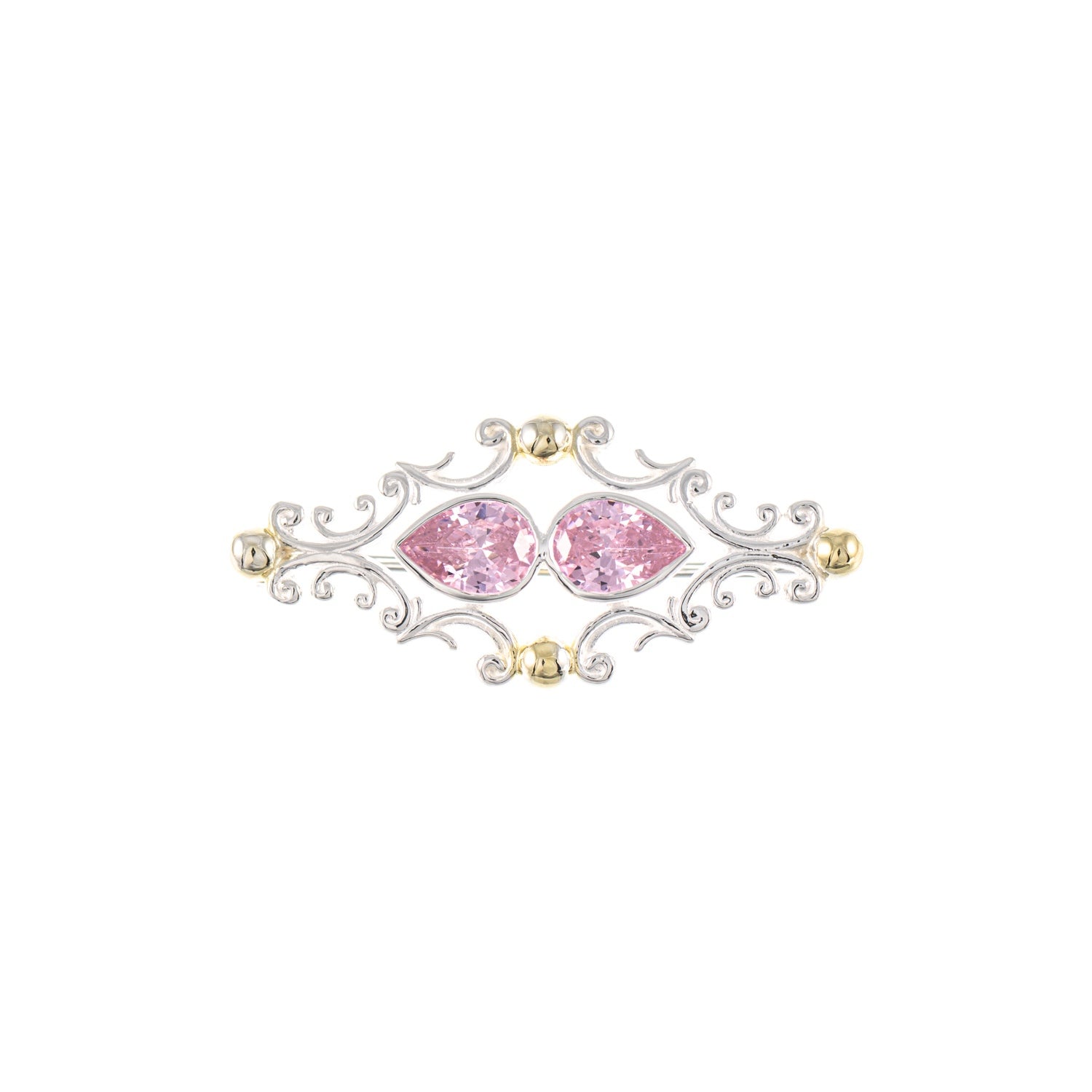 Brosche 925 Silber teilvergoldet Zirkonia rosa