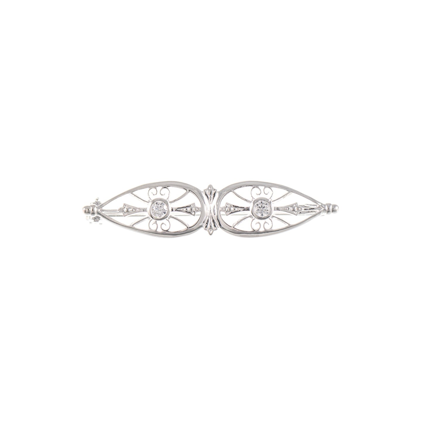 Brosche 925 Silber Zirkonia weiss