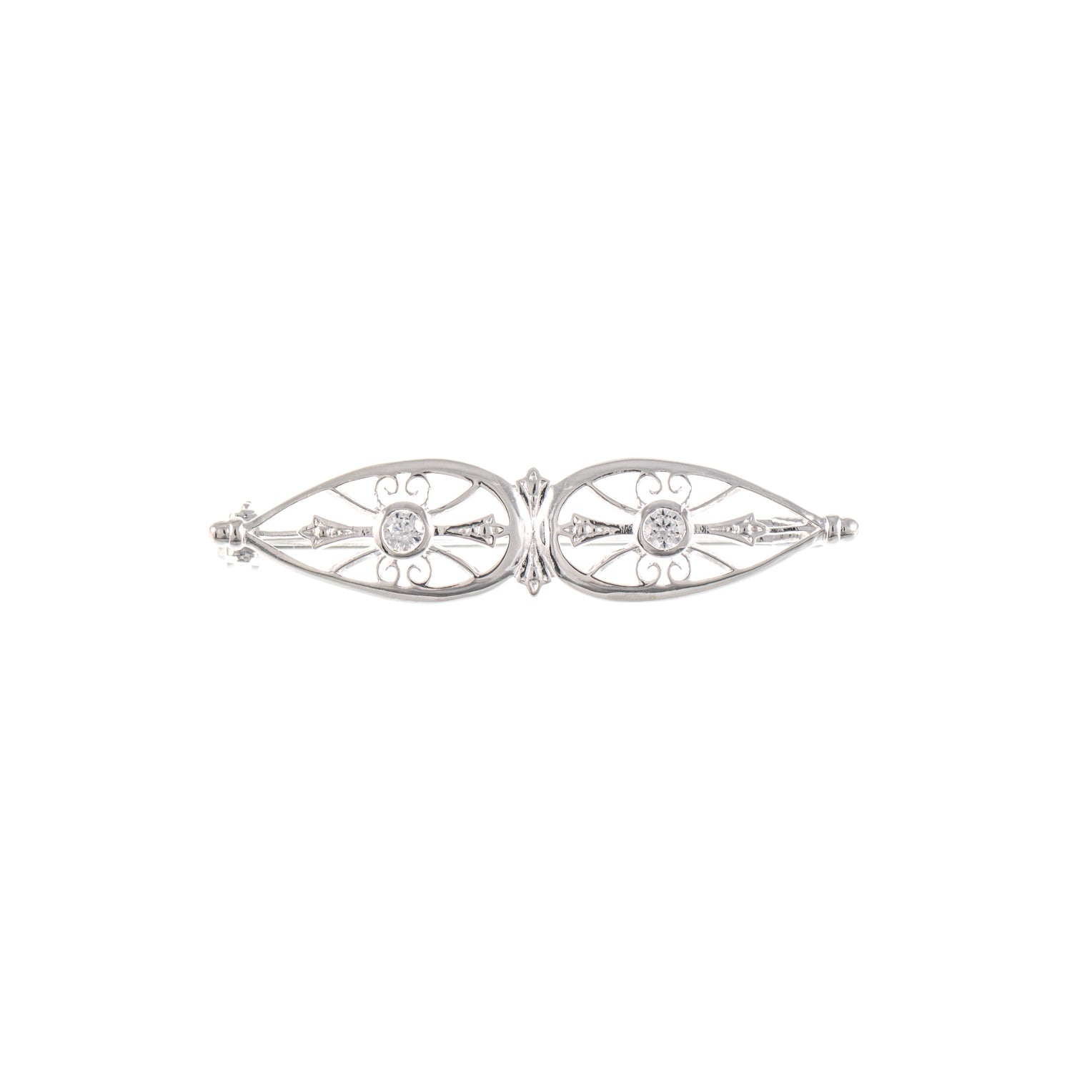 Brosche 925 Silber Zirkonia weiss