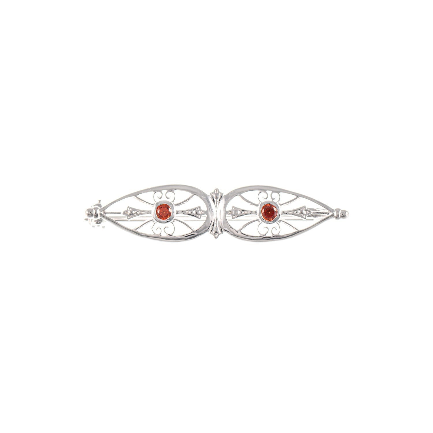 Brosche 925 Silber Zirkonia rot