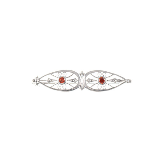 Brosche 925 Silber Zirkonia rot