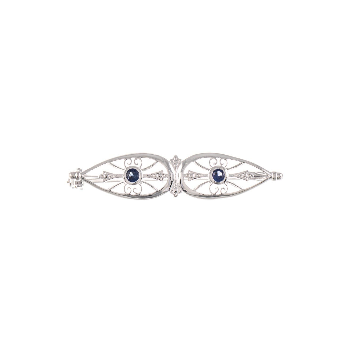 Brosche 925 Silber Zirkonia blau