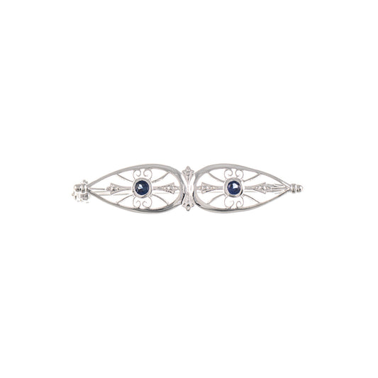 Brosche 925 Silber Zirkonia blau