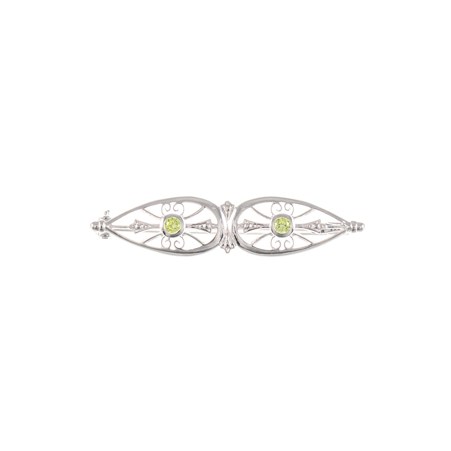 Brosche 925 Silber Zirkonia hellgrün