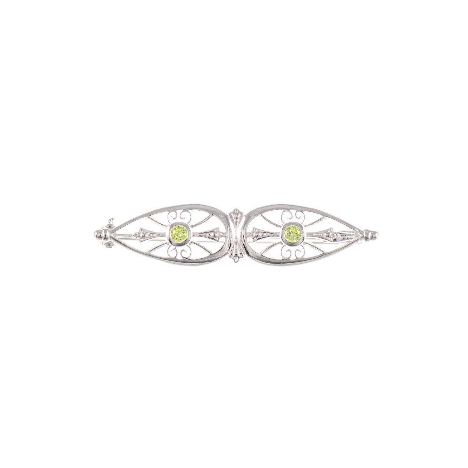 Brosche 925 Silber Zirkonia hellgrün
