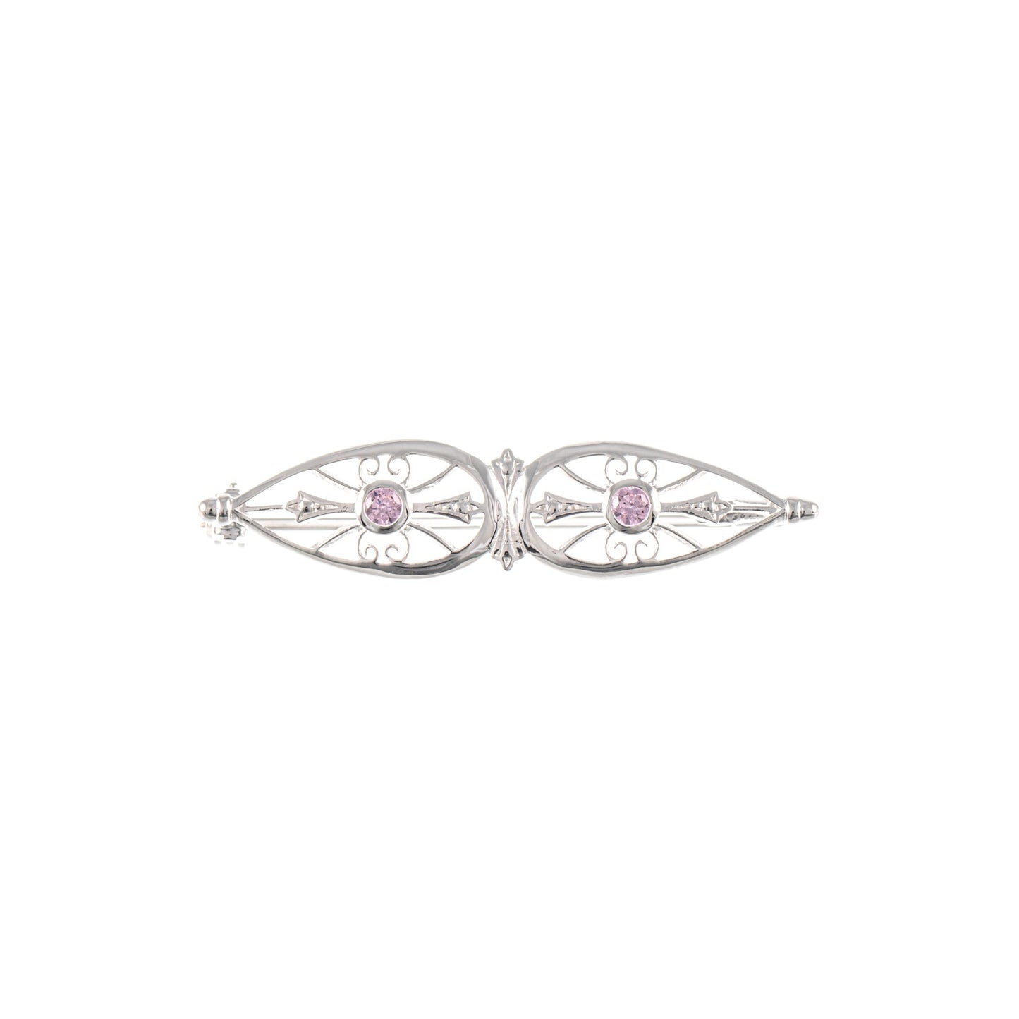 Brosche 925 Silber Zirkonia rosa