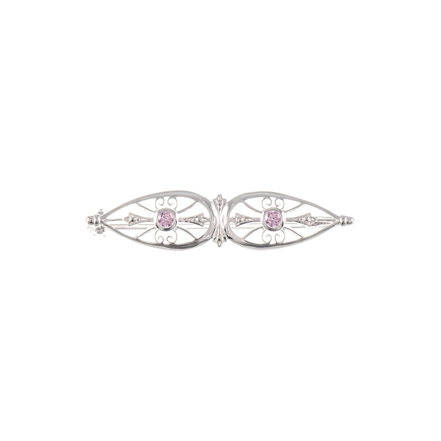Brosche 925 Silber Zirkonia rosa