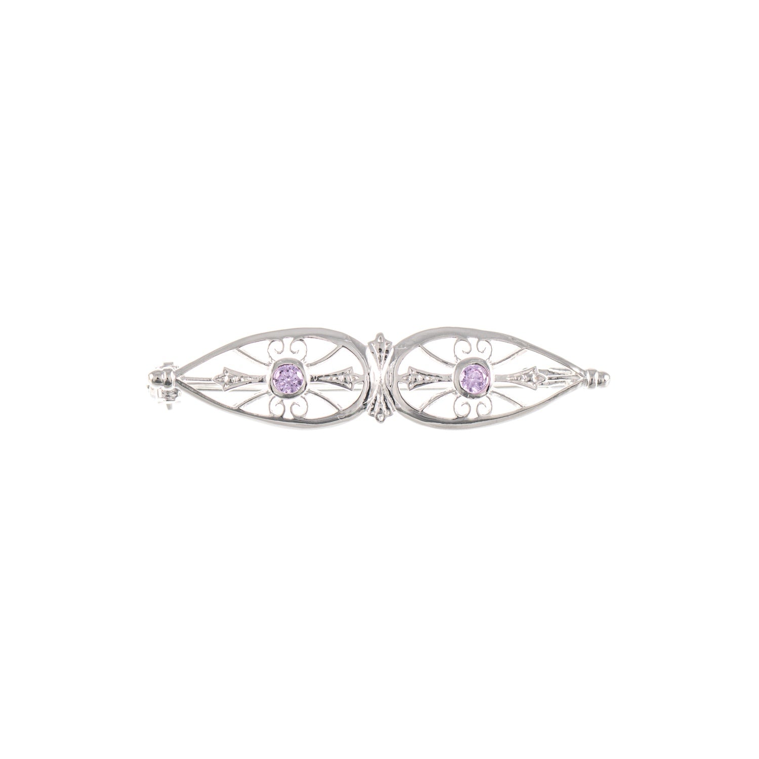 Brosche 925 Silber Zirkonia flieder