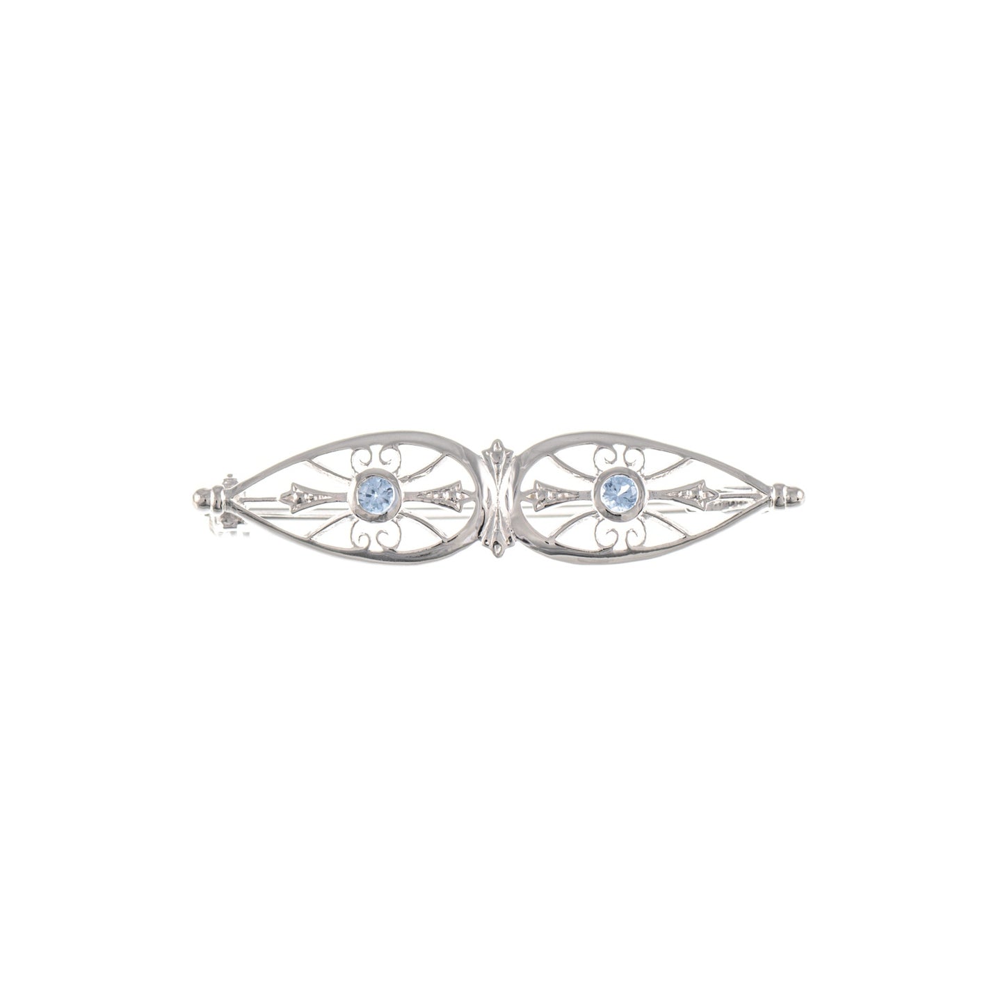 Brosche 925 Silber Zirkonia hellblau