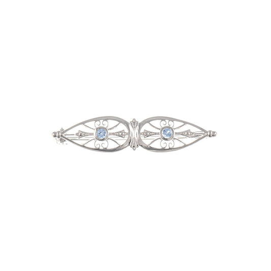 Brosche 925 Silber Zirkonia hellblau