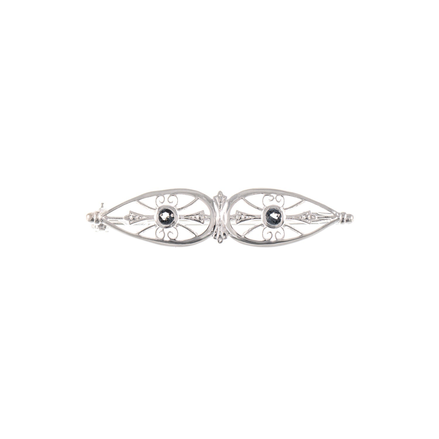 Brosche 925 Silber Zirkonia anthrazit