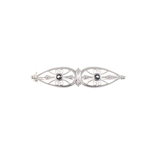 Brosche 925 Silber Zirkonia anthrazit