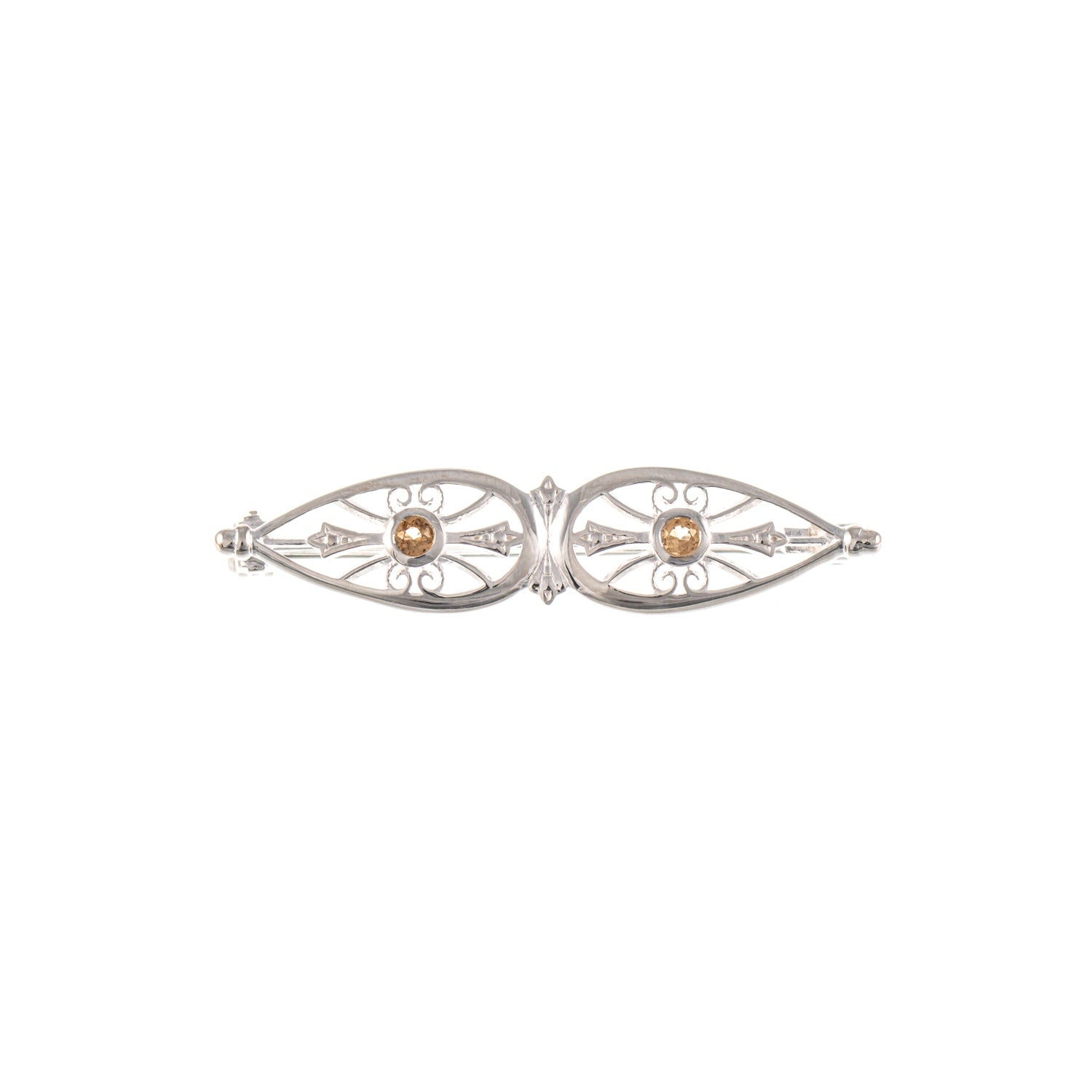 Brosche 925 Silber Zirkonia cognac