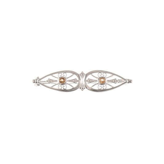 Brosche 925 Silber Zirkonia cognac