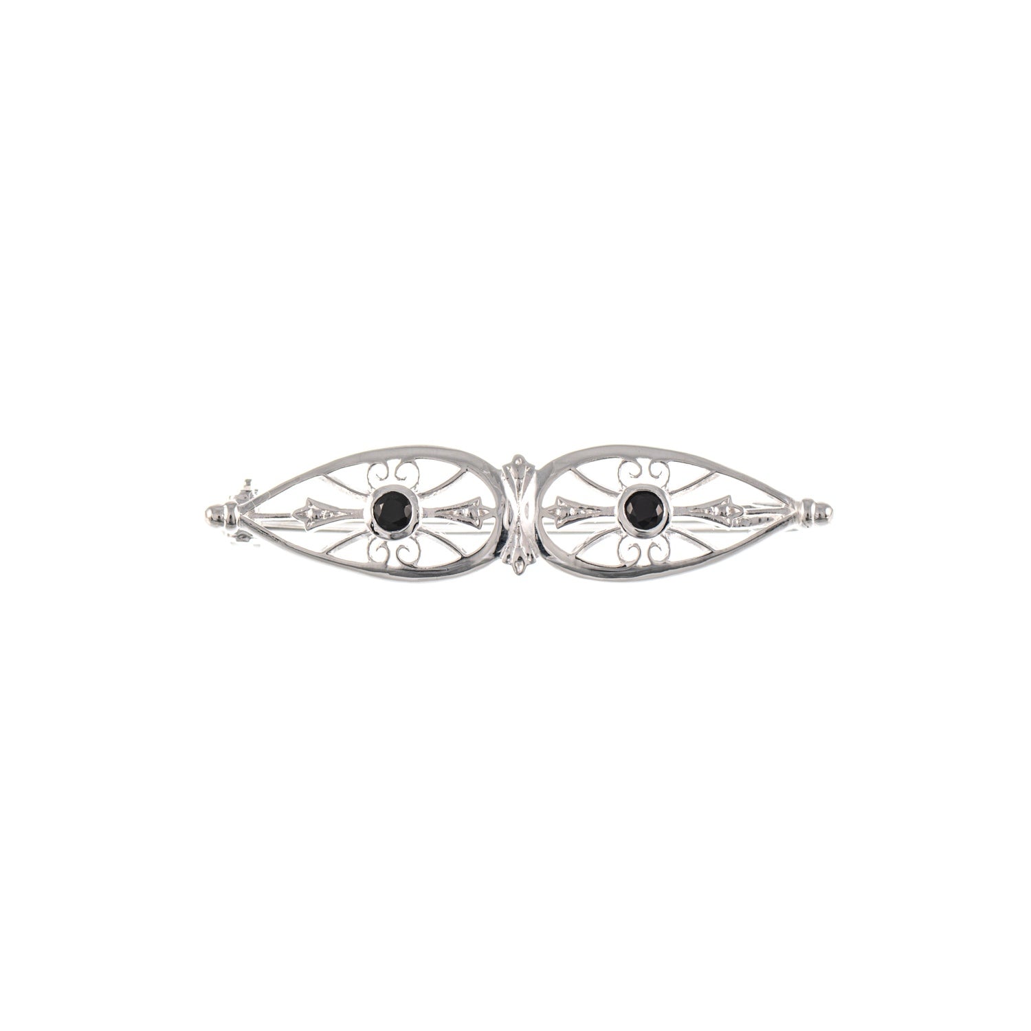 Brosche 925 Silber Zirkonia schwarz
