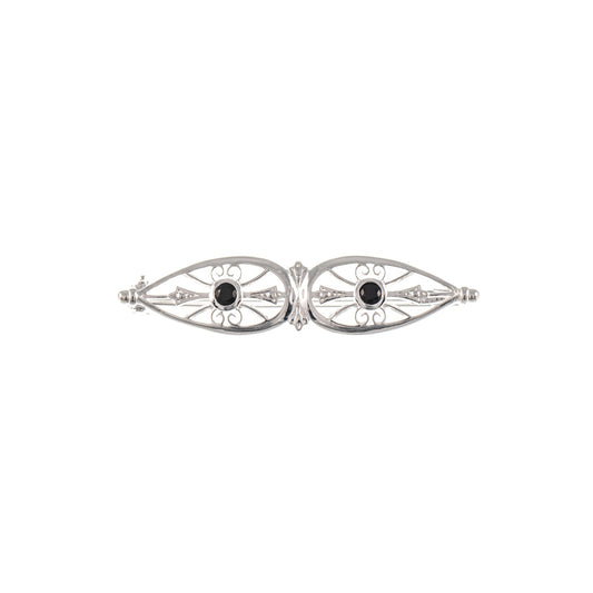 Brosche 925 Silber Zirkonia schwarz