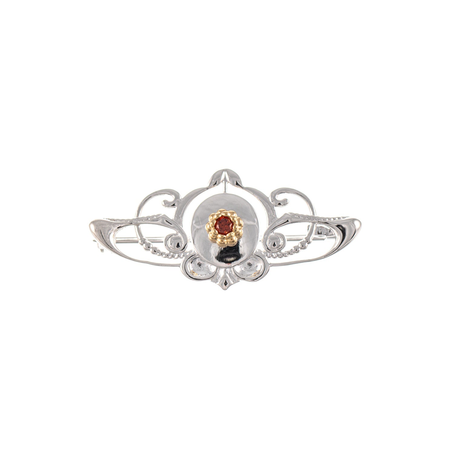 Brosche 925 Silber teilvergoldet Perle