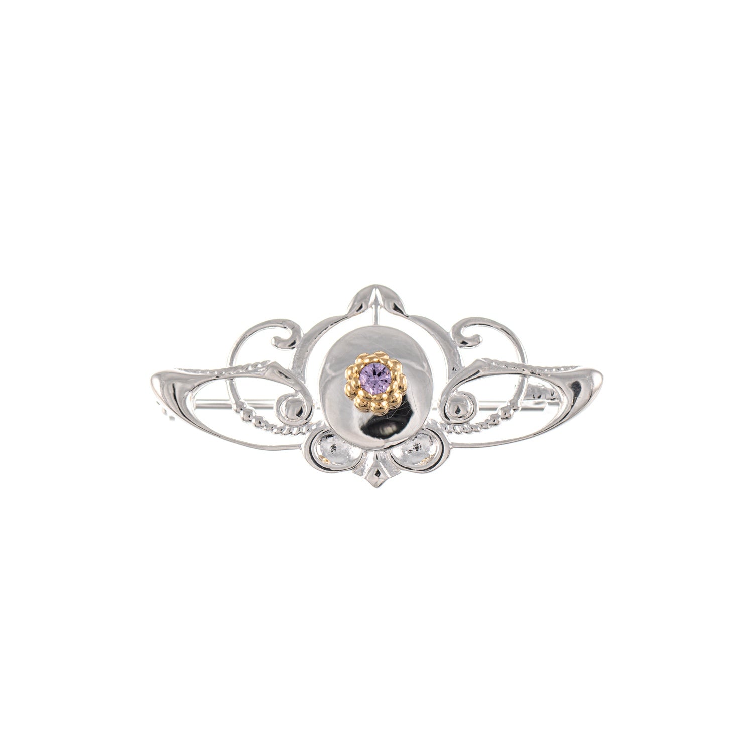 Brosche 925 Silber teilvergoldet Zirkonia flieder