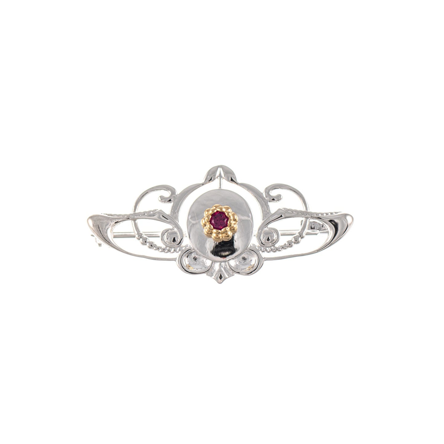 Brosche 925 Silber teilvergoldet Zirkonia beere