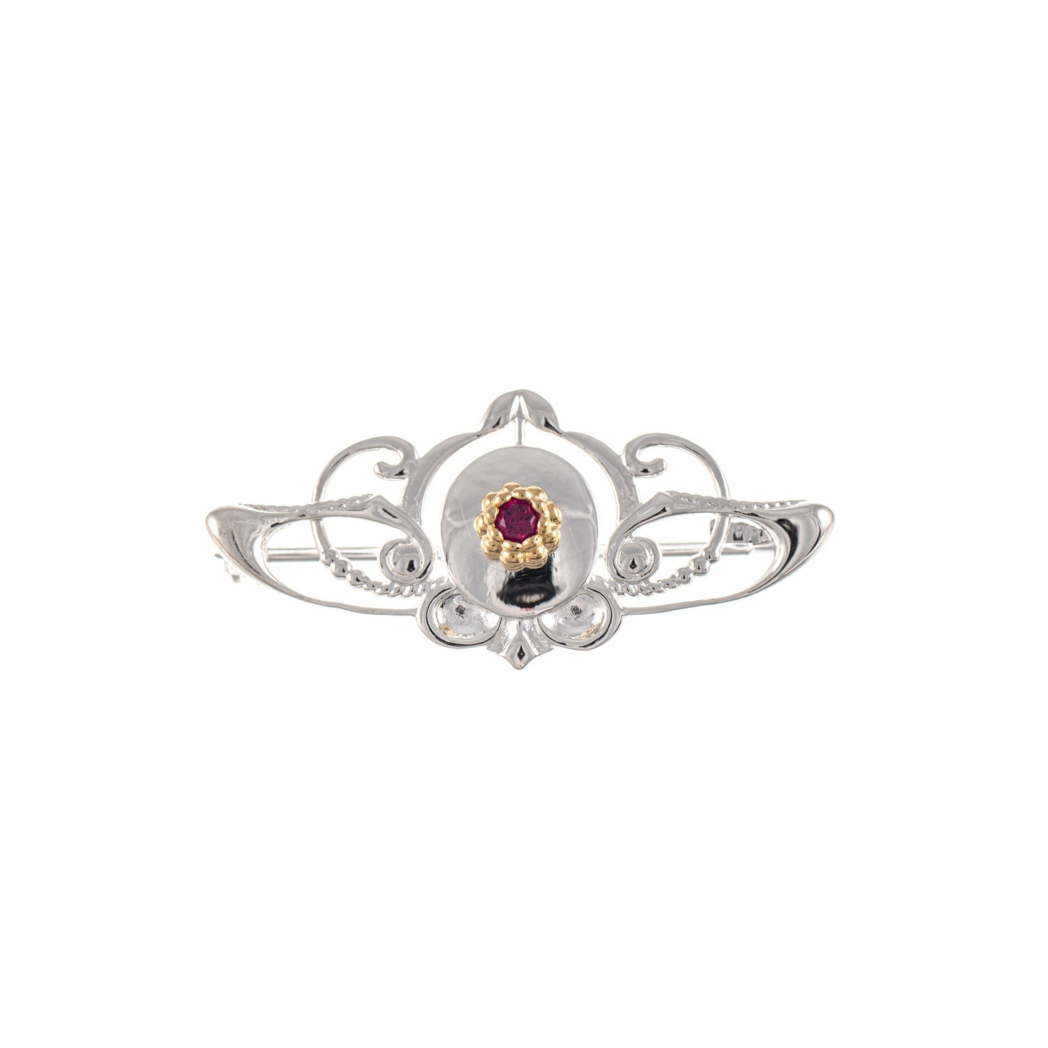 Brosche 925 Silber teilvergoldet Zirkonia beere