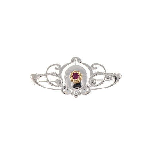 Brosche 925 Silber teilvergoldet Zirkonia beere