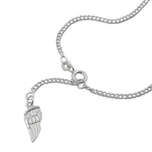 Fußkette Panzer Engelflügel Silber 925