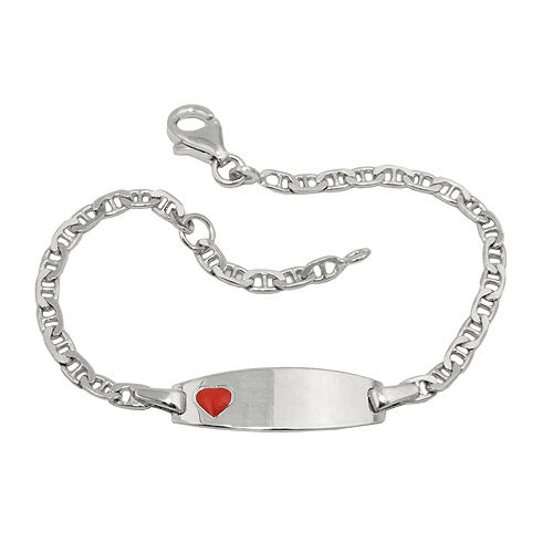 Armband Schildband Kinder rotes Herz Silber 925